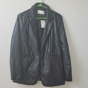 Faux leather blazer